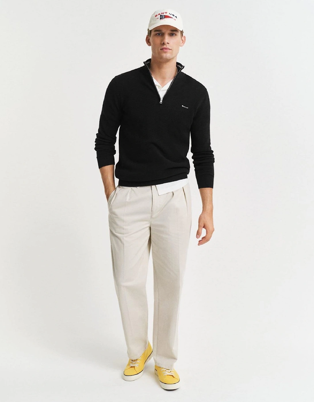 Piqué Half Zip Sweater