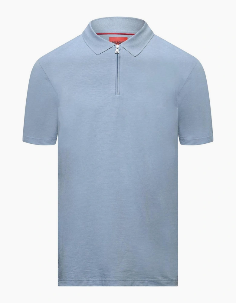 Zip Neck Polo Shirt in Slub Jersey