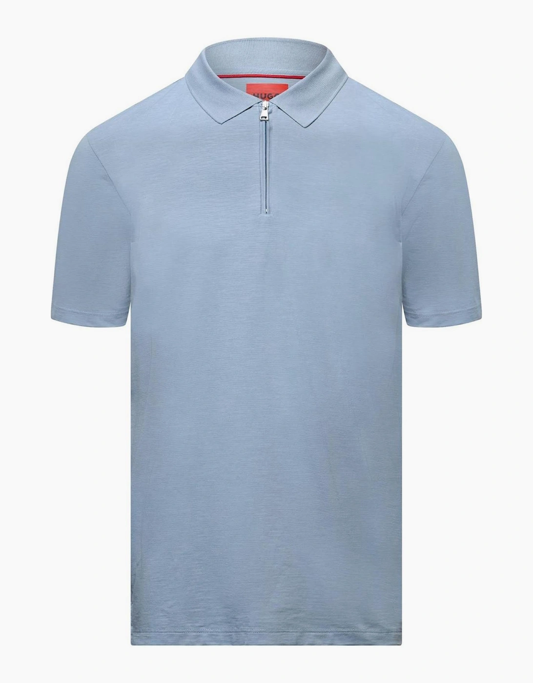 Zip Neck Polo Shirt in Slub Jersey