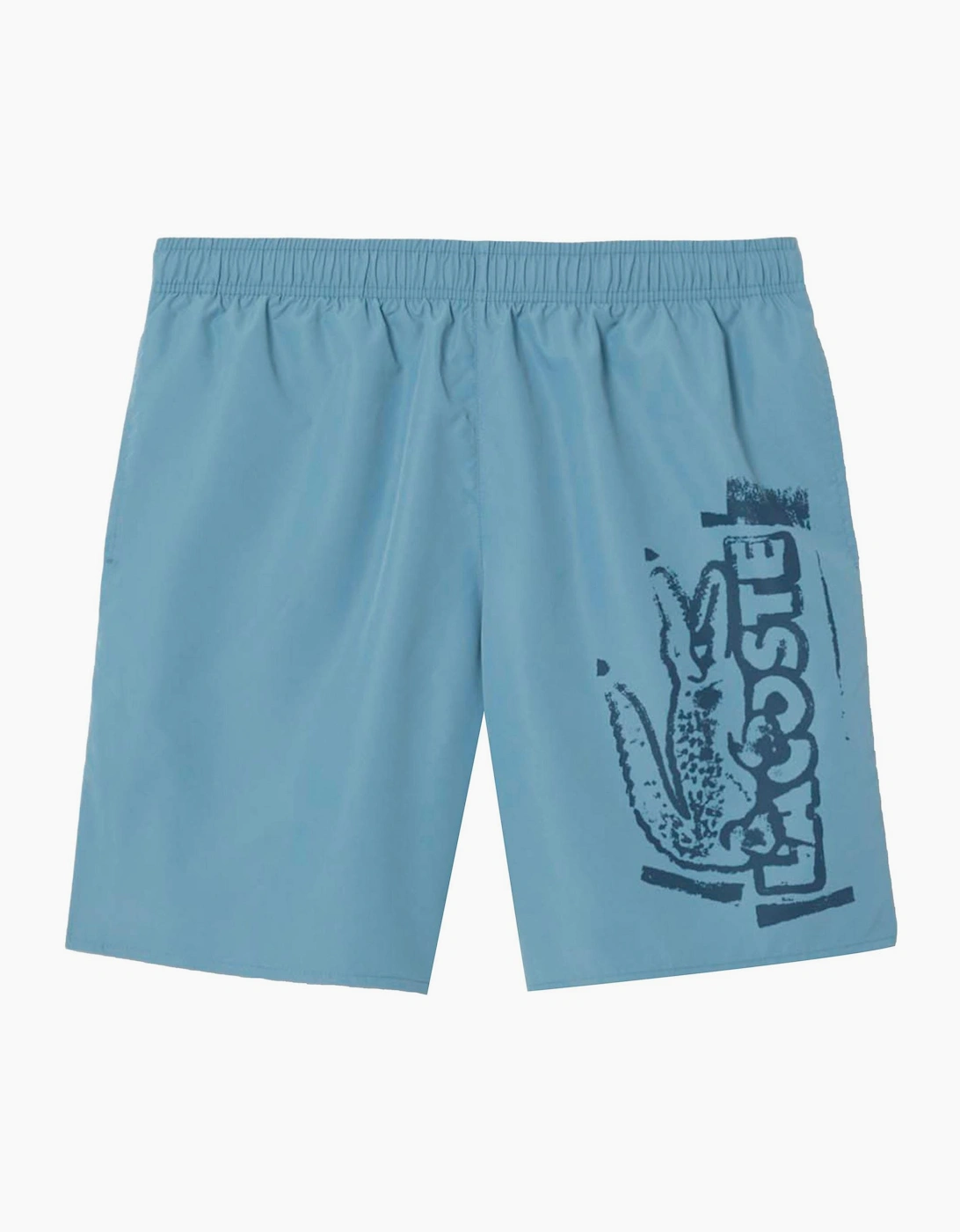 Lacoste Lacoste Men's Long Branded Swim Trunks - Blue