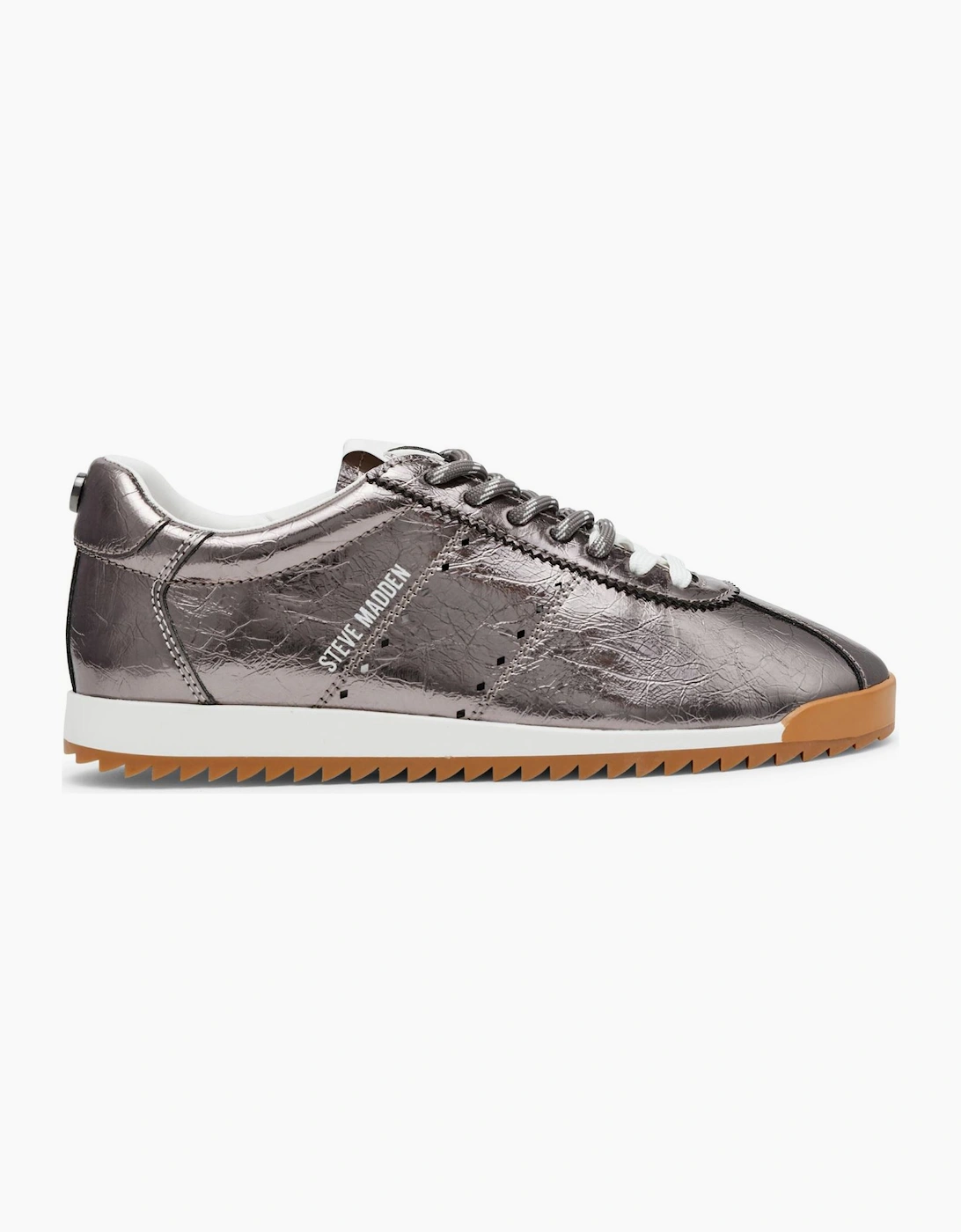 Steve Madden Women's Grey/Silver Mirage Low Top Metallic Lace-Up Sneakers - Size 3