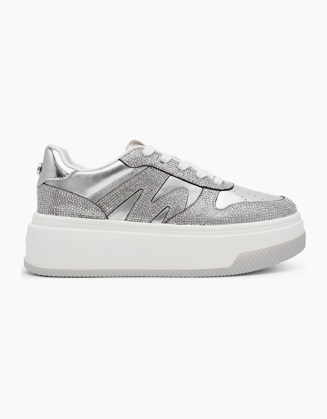 Steve Madden Women's Silver Dynamo R Lace-Up Platform Sneakers - Size 5