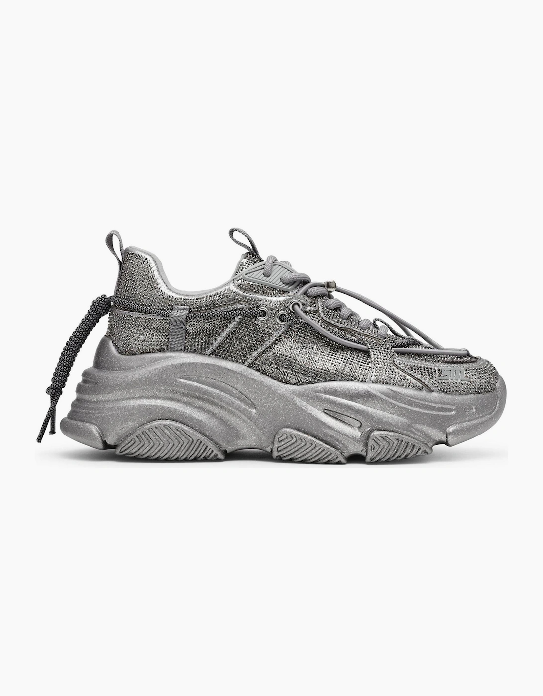 Steve Madden Women's Silver Vault 2R Textured Platform Sneakers - Size 8