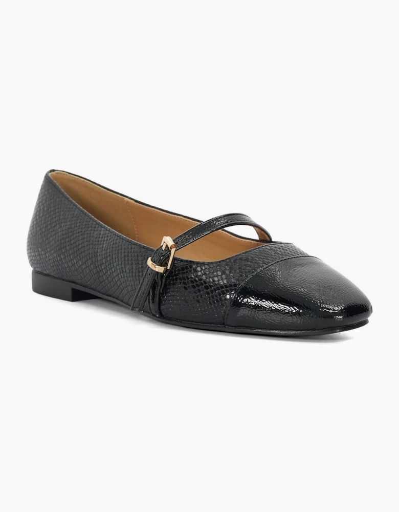 Lo Hibiski Snake Textured Flat Mary Janes