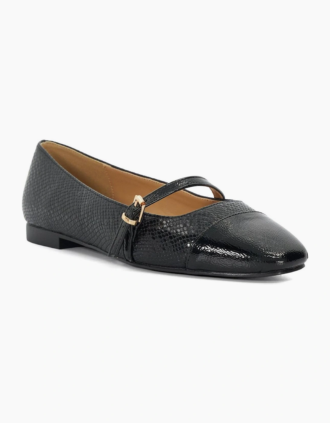 Lo Hibiski Snake Textured Flat Mary Janes