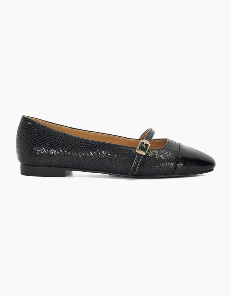 Lo Hibiski Snake Textured Flat Mary Janes