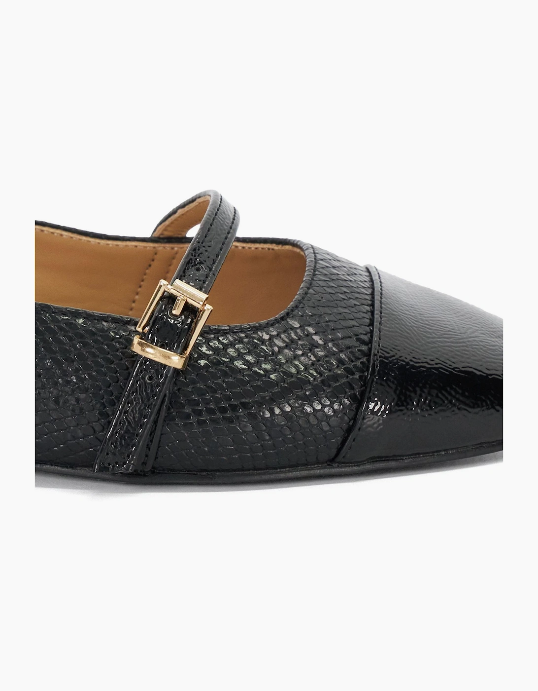 Lo Hibiski Snake Textured Flat Mary Janes