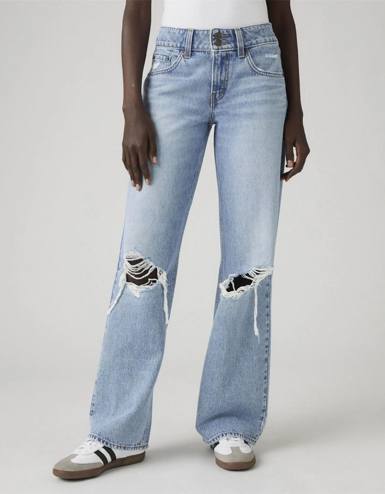 Low Rise Distressed Wide Fit Jeans