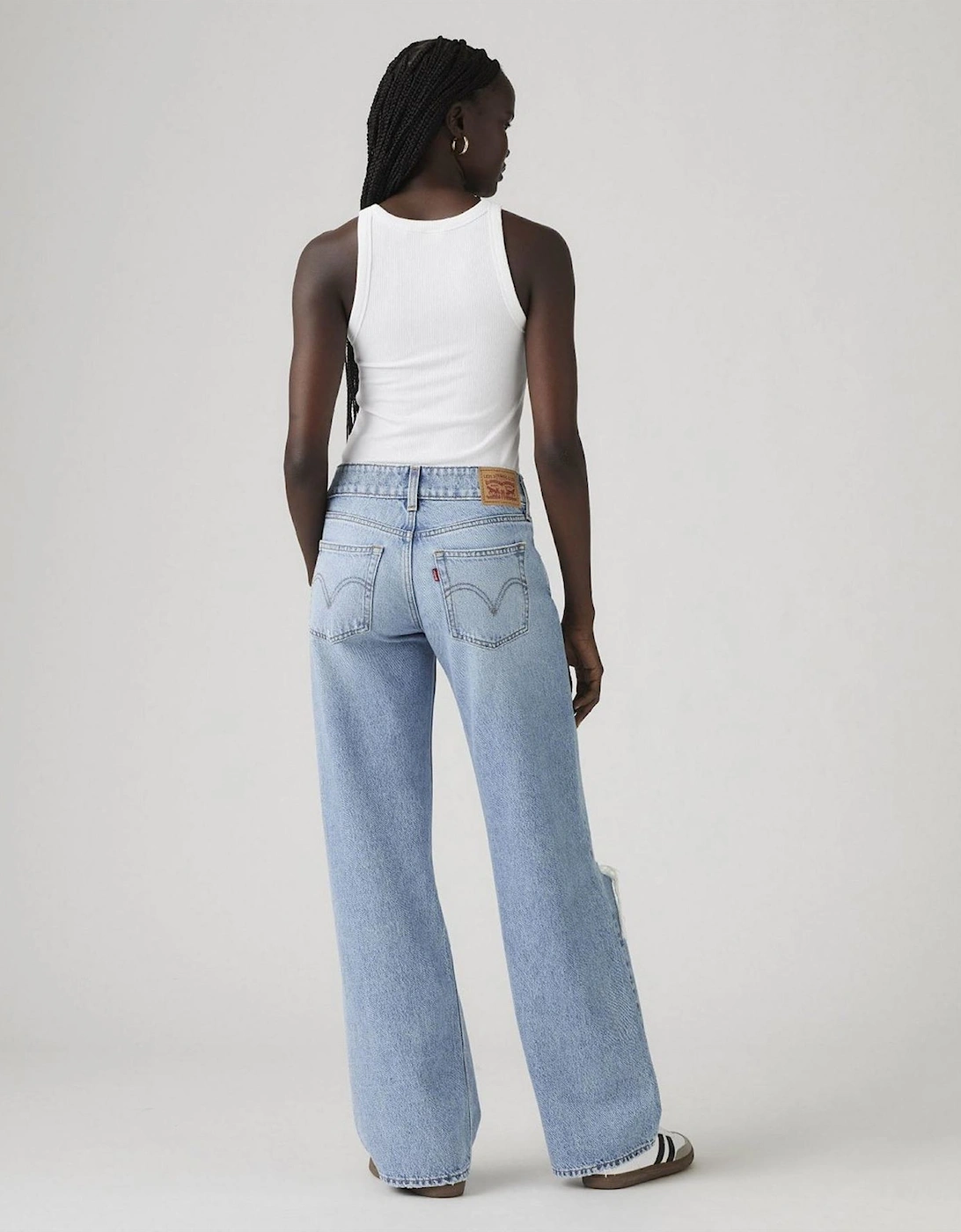 Low Rise Distressed Wide Fit Jeans