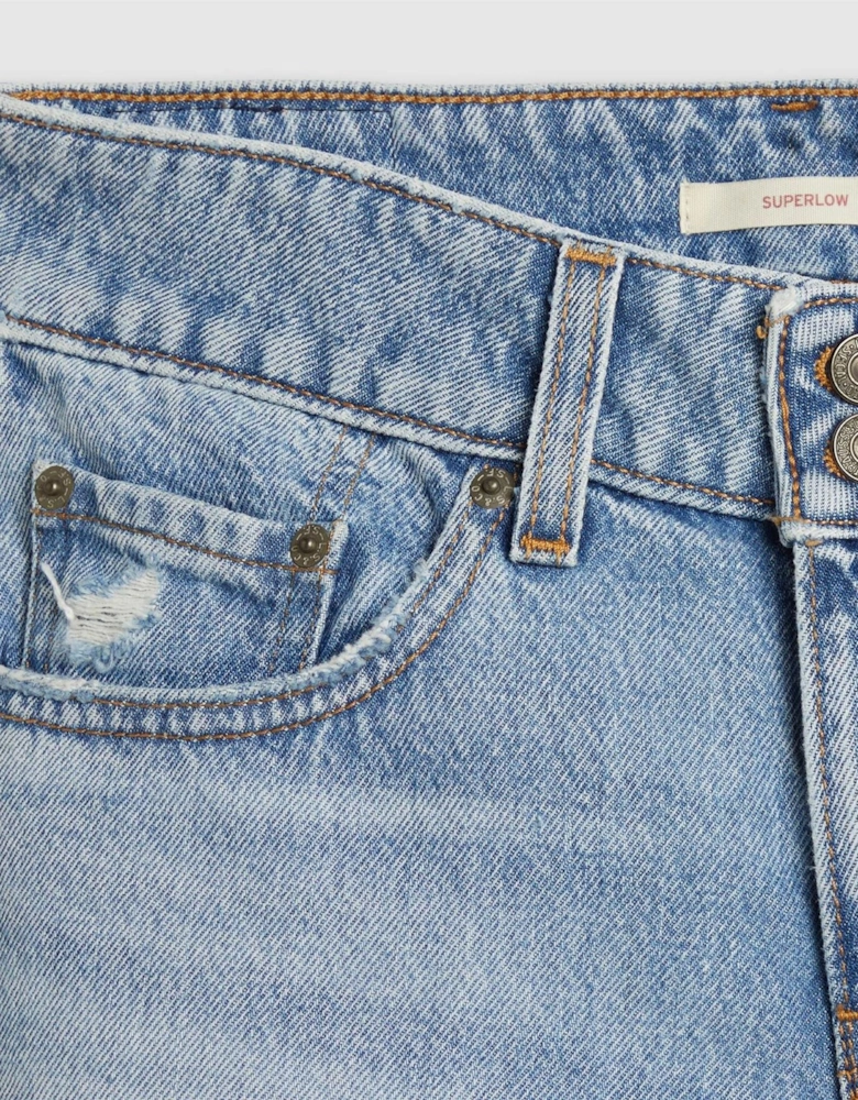 Low Rise Distressed Wide Fit Jeans