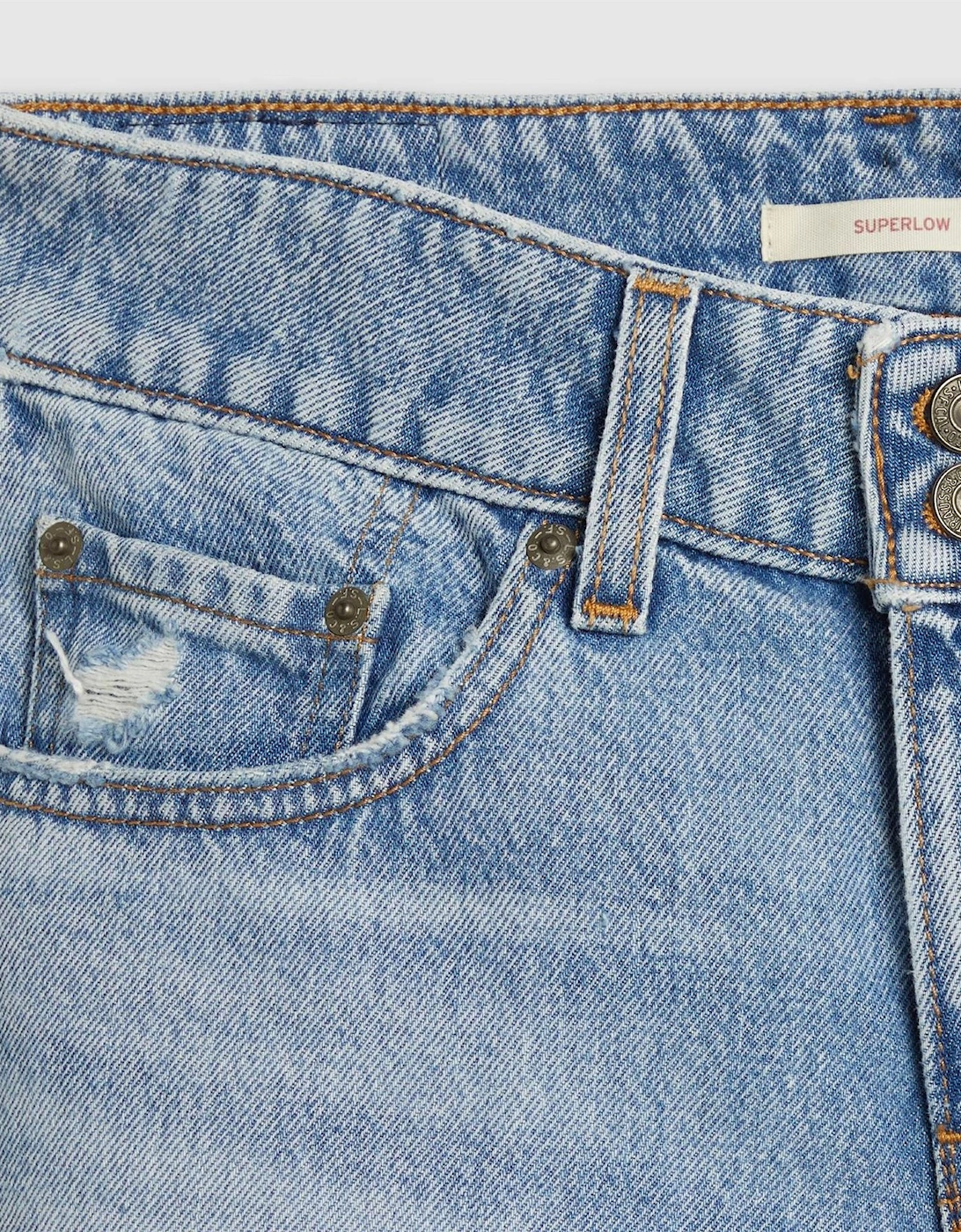 Low Rise Distressed Wide Fit Jeans