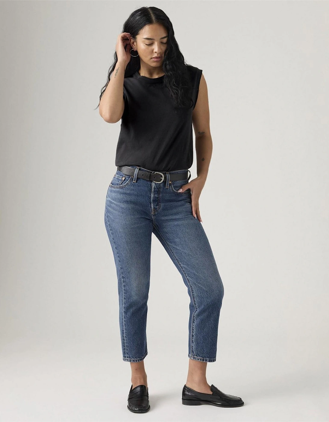 Levis 501 Women's Blue 501 Crop Lightweight Straight Leg Jeans - Size 27 L30