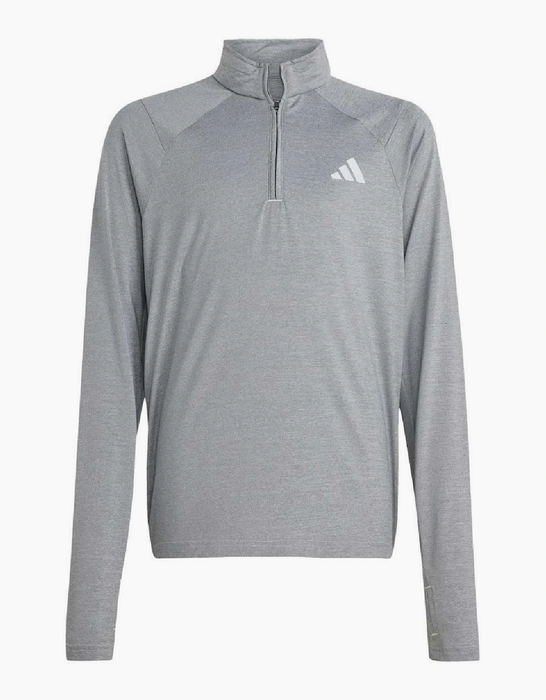 Adidas Adidas Boy's Junior Bold Logo Zip Neck Raglan Long Sleeve T-Shirt - Grey