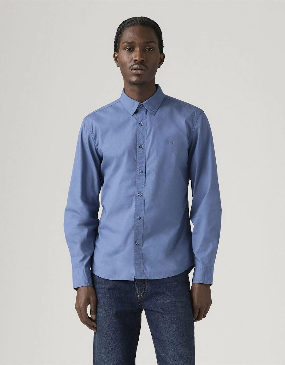 Slim Fit Collared Neck Long Sleeve Shirt