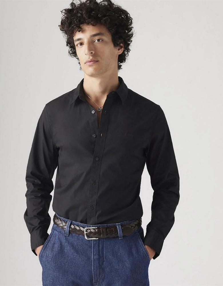 Slim Fit Collared Neck Long Sleeve Shirt