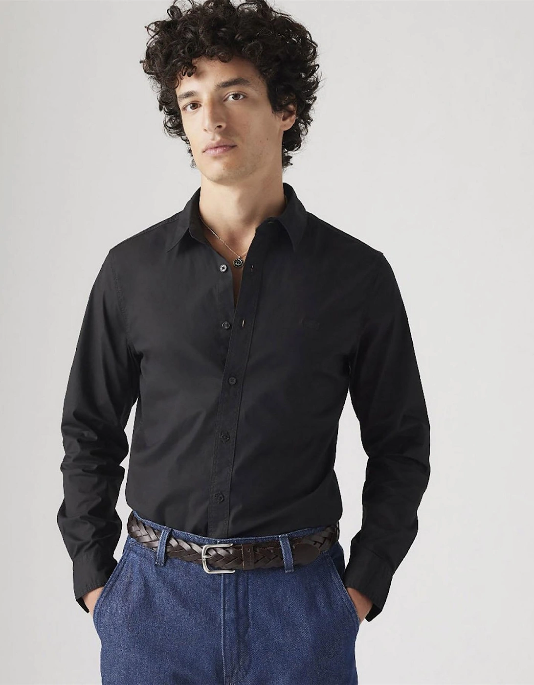 Slim Fit Collared Neck Long Sleeve Shirt