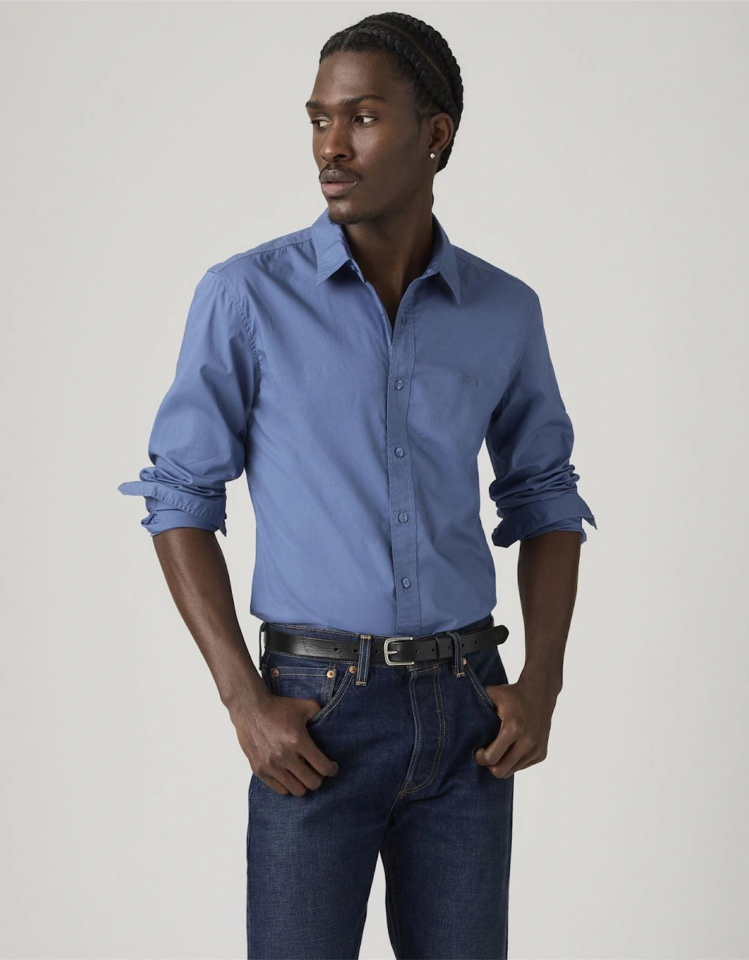 Slim Fit Collared Neck Long Sleeve Shirt