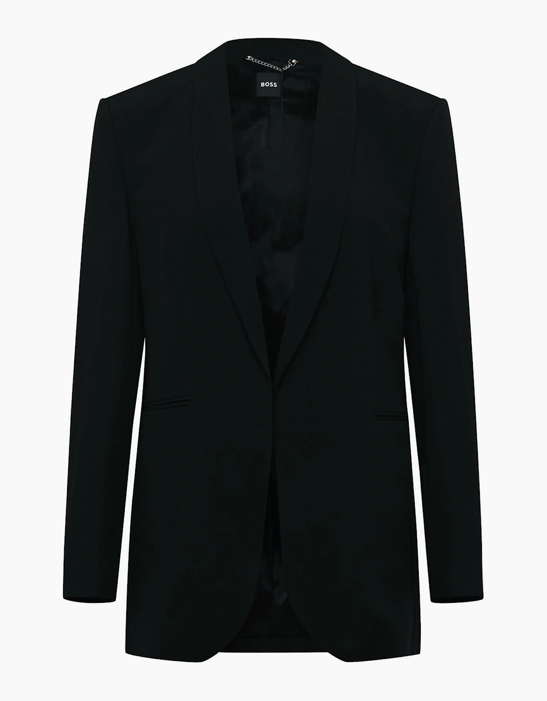 Boss Hugo Boss Women's Solid Patterned Lapel Collared Blazer - Black