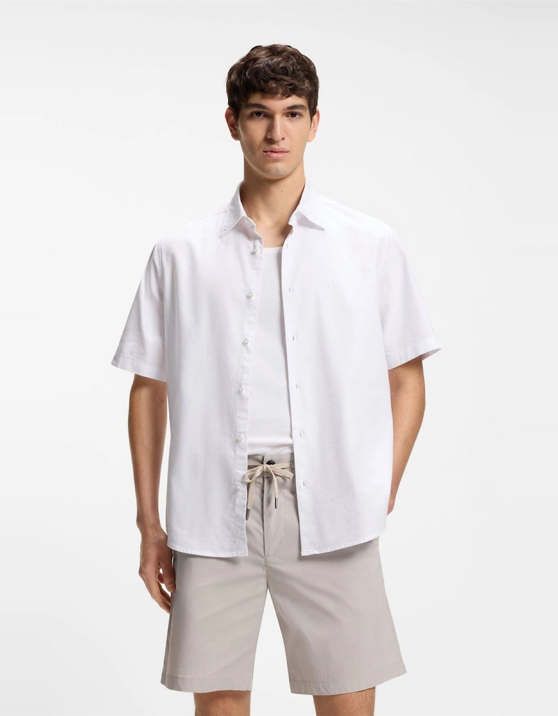 Collared Neck Shirt Collar Short Sleeve Regular Fit Shirt