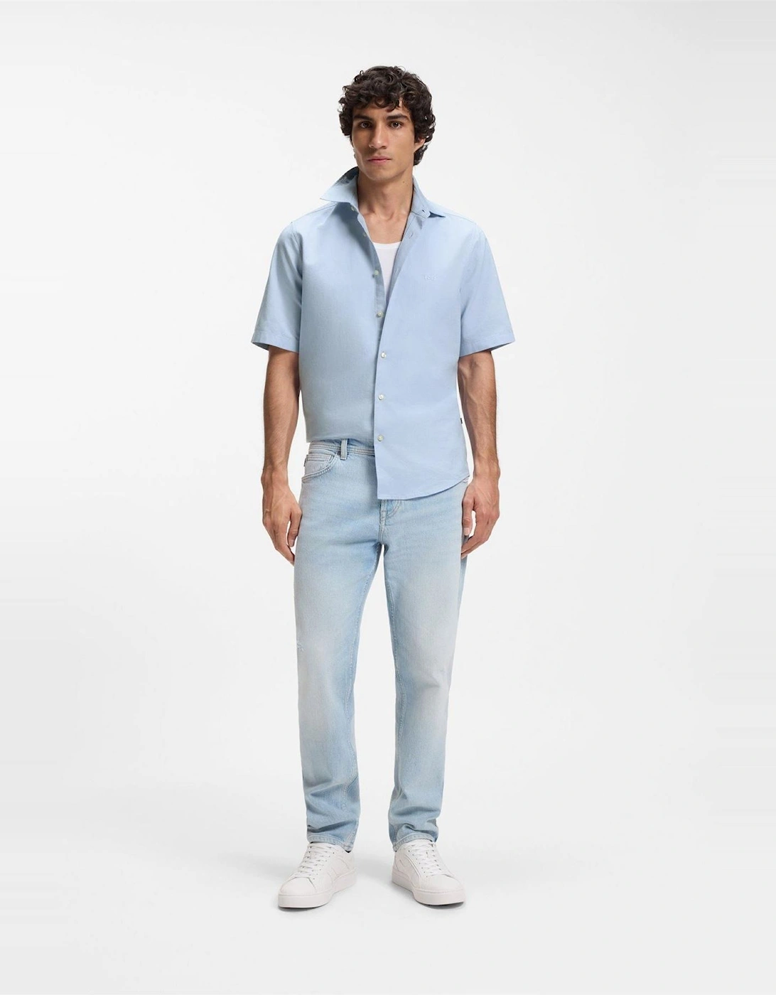 Collared Neck Shirt Collar Short Sleeve Regular Fit Shirt