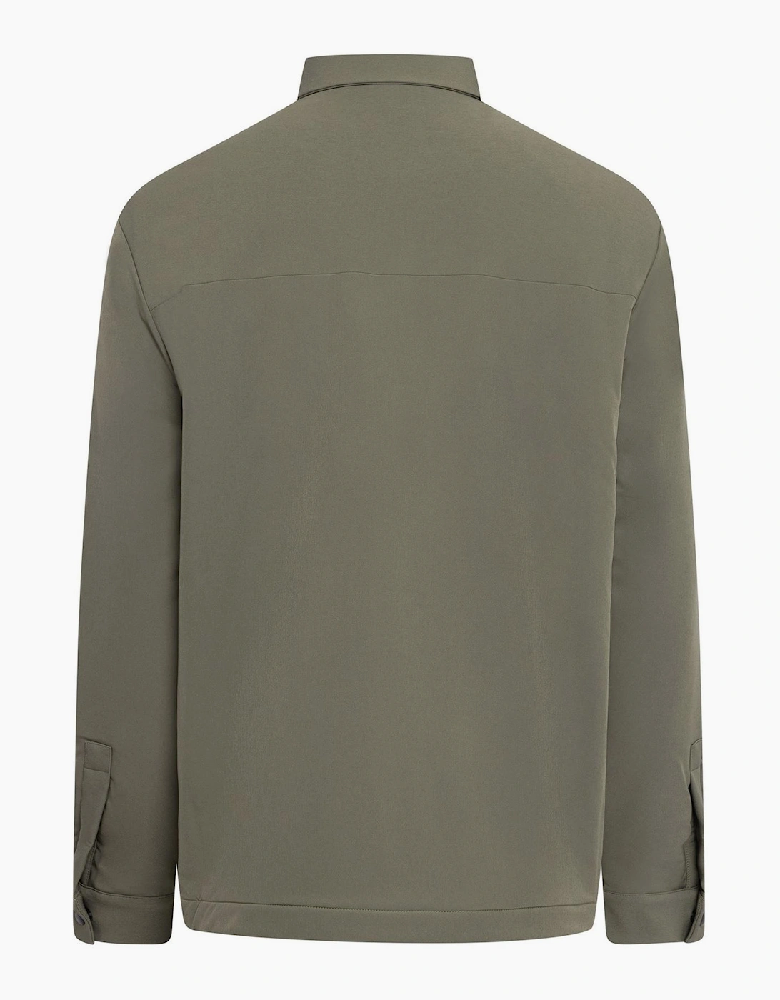 Solid Patterned Shirt Jacket with Woven Cuff and Sleeve Pocket