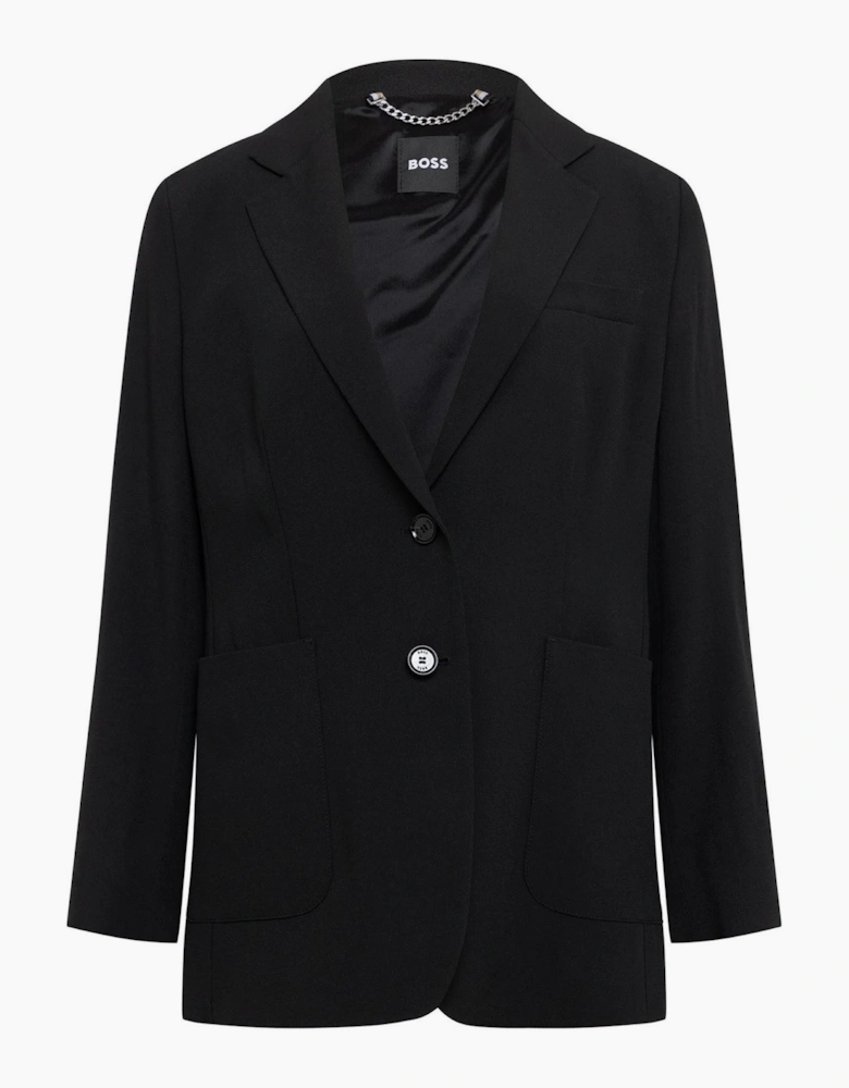 Solid Patterned Lapel Collared Woven Cuff Blazer