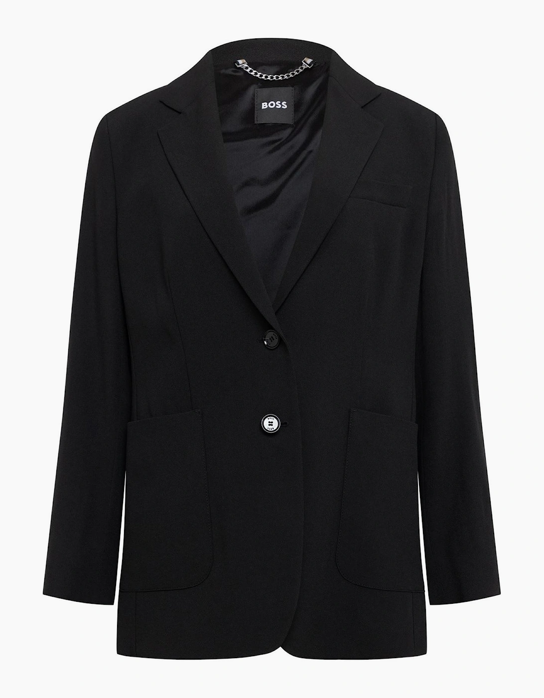 Solid Patterned Lapel Collared Woven Cuff Blazer