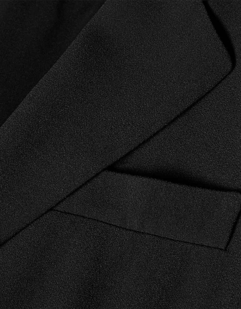 Solid Patterned Lapel Collared Woven Cuff Blazer