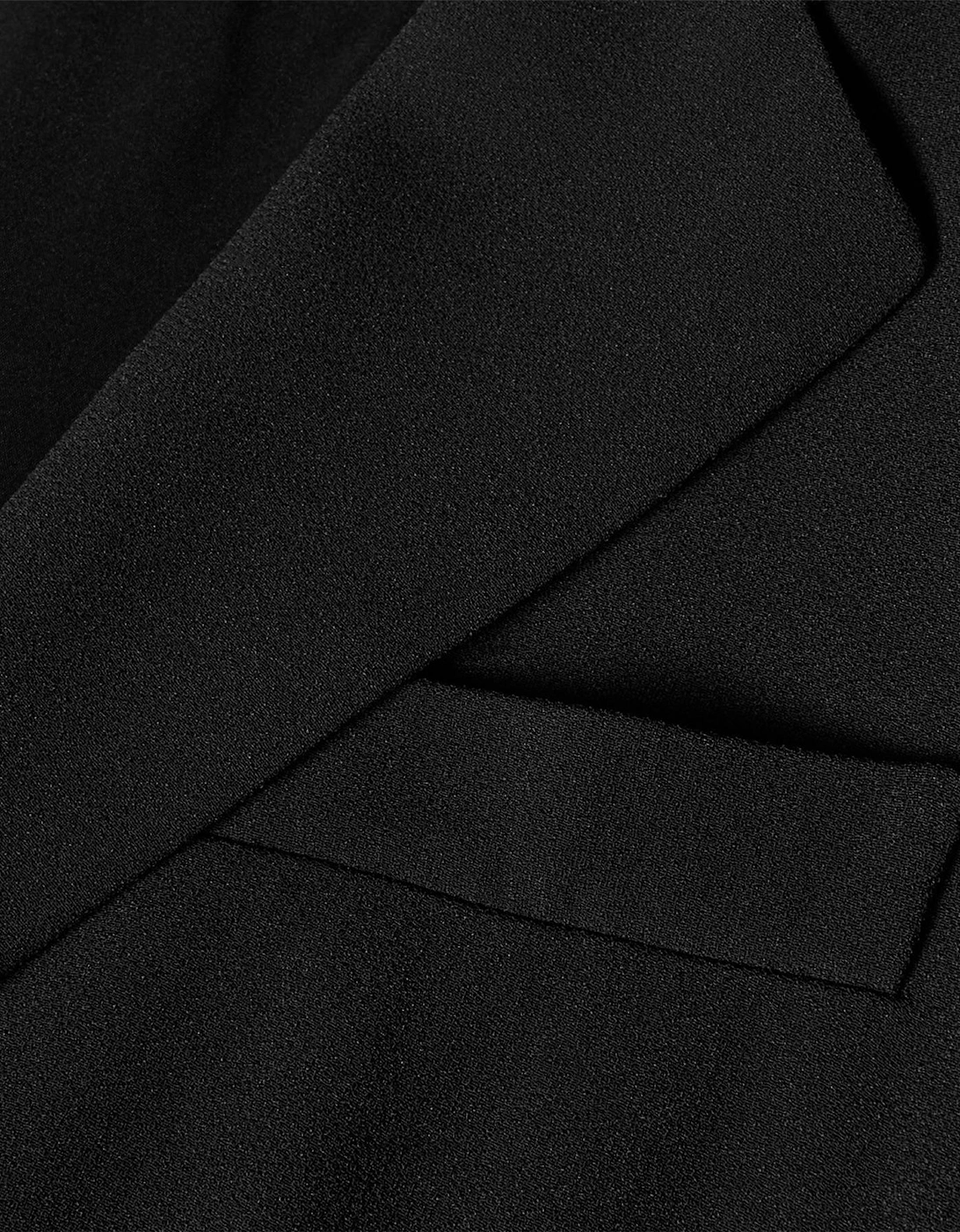 Solid Patterned Lapel Collared Woven Cuff Blazer