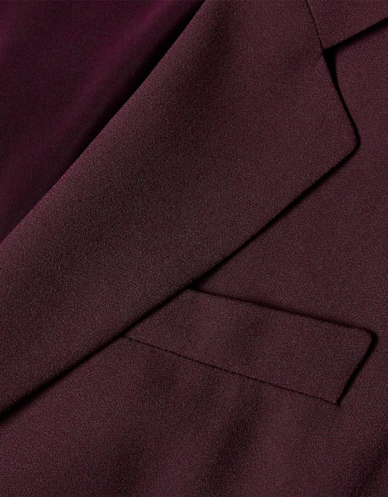 Solid Patterned Lapel Collared Woven Cuff Blazer