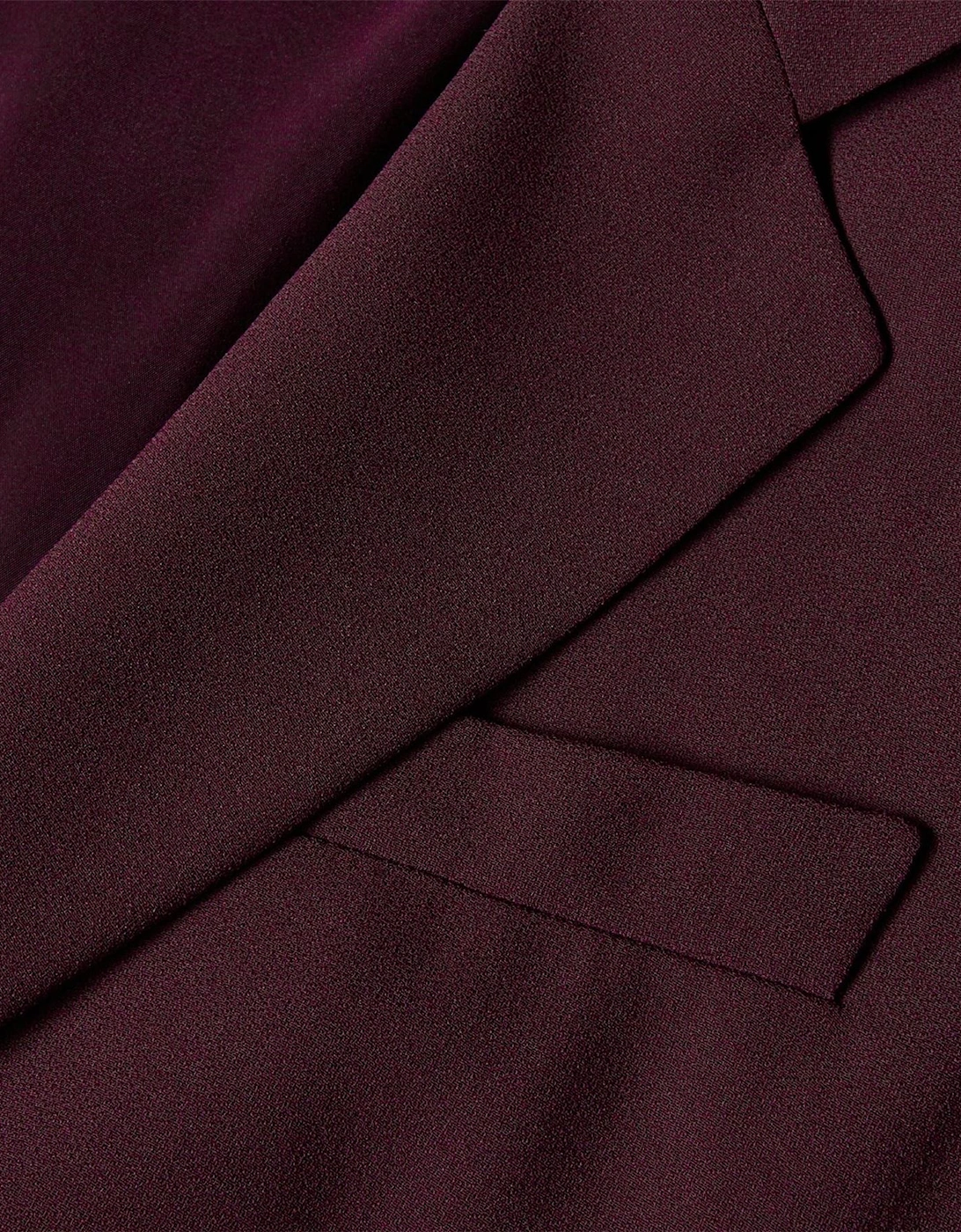 Solid Patterned Lapel Collared Woven Cuff Blazer