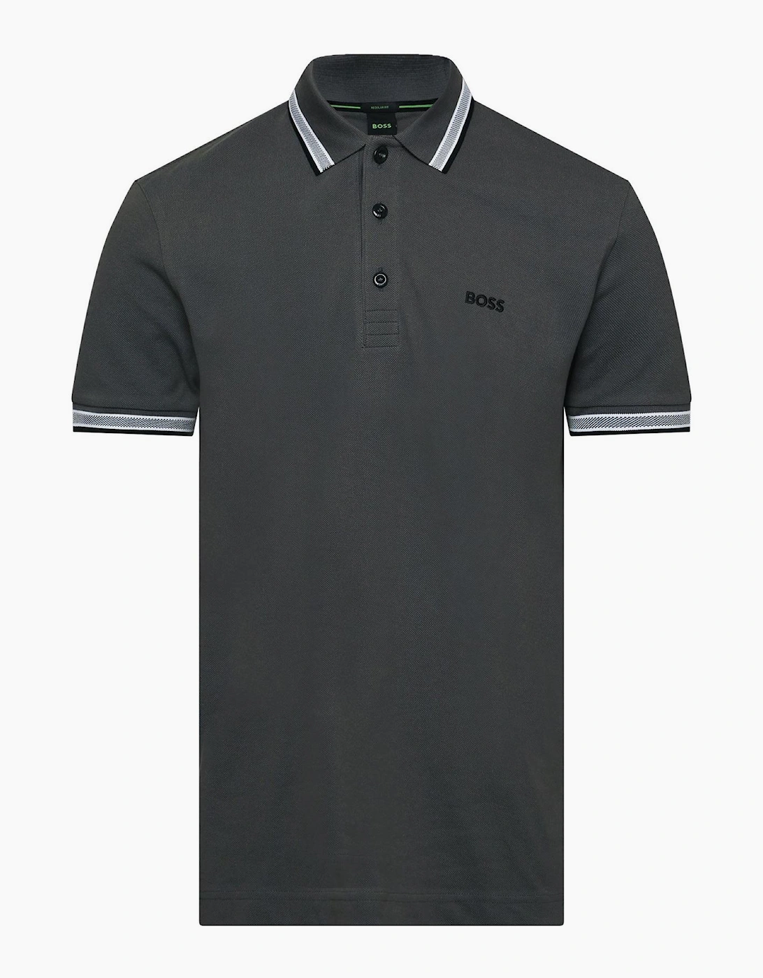 Hugo Boss Men's Green Paddy Polo Shirt With Contrast Tipping - Grey - Size, 44
