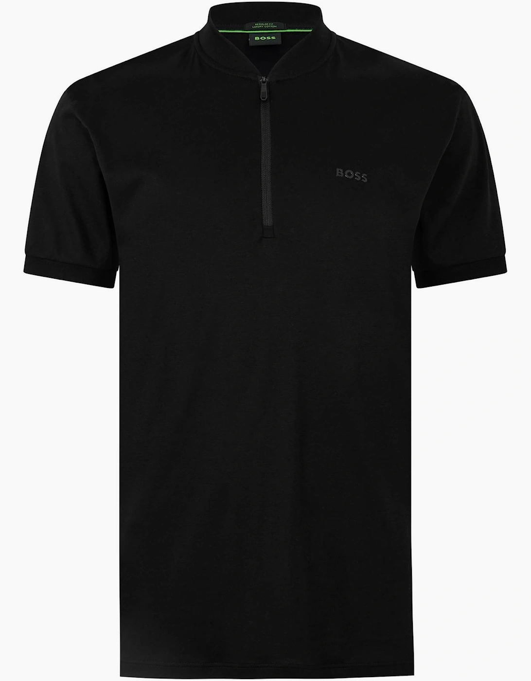Boss Hugo Boss Men's Zip Neck Band Collar Short Sleeve T-Shirt - Black
