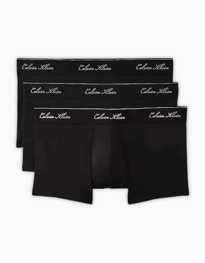 3-Pack Icon Cotton Stretch Script Boxer Trunks, Black