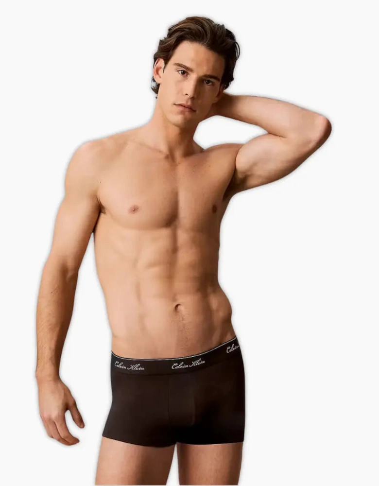 3-Pack Icon Cotton Stretch Script Boxer Trunks, Black