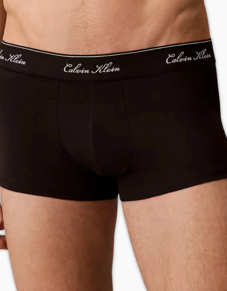 3-Pack Icon Cotton Stretch Script Boxer Trunks, Black