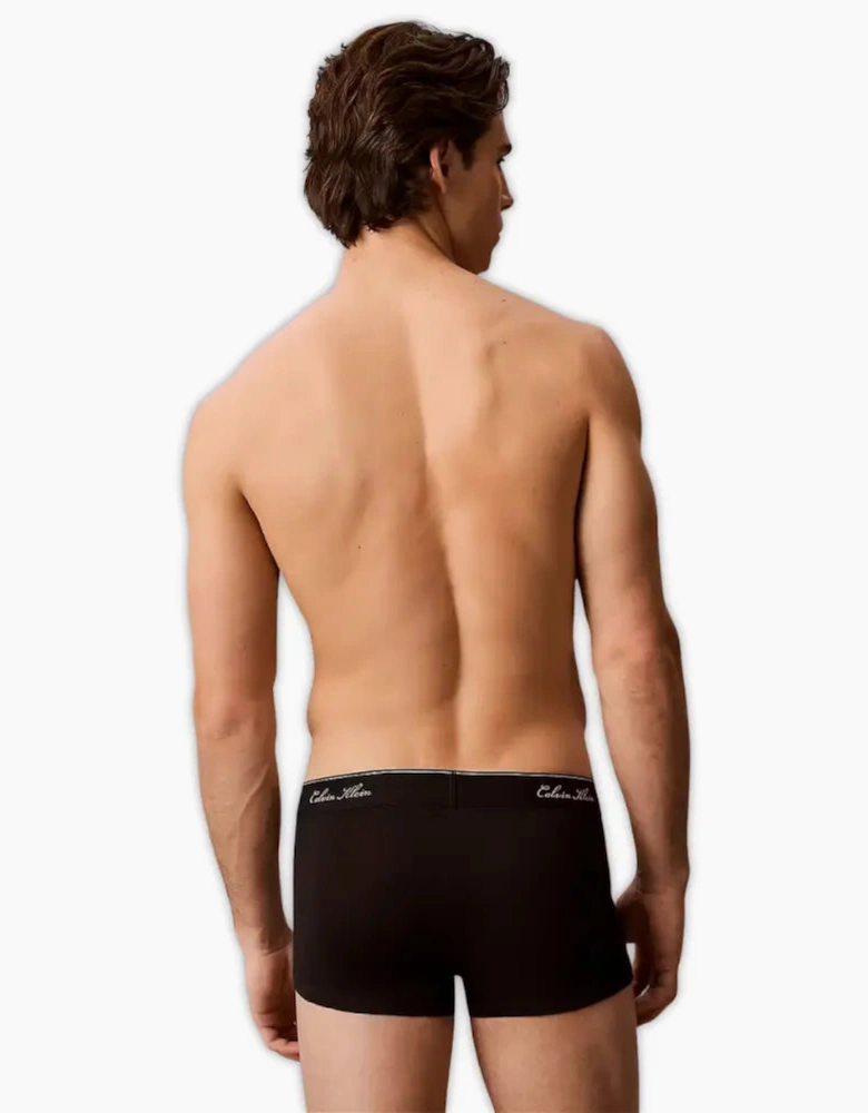 3-Pack Icon Cotton Stretch Script Boxer Trunks, Black