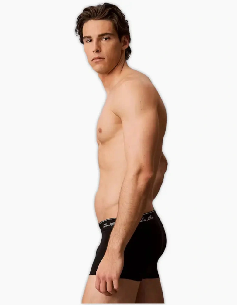 3-Pack Icon Cotton Stretch Script Boxer Trunks, Black