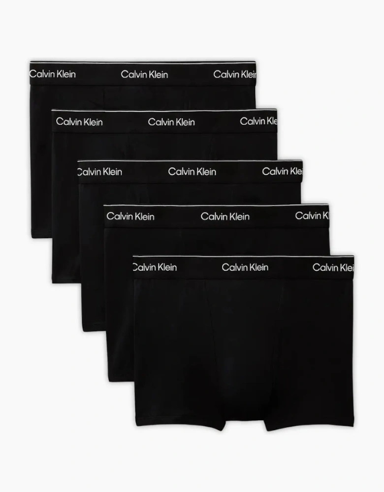 5-Pack Icon Cotton Stretch 'Relaxed Dart' Boxer Trunks, Black/white