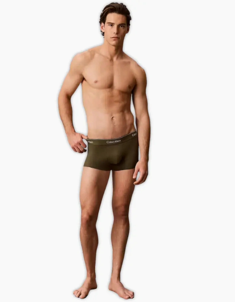 3-Pack Icon Cotton Stretch Stripe Low-Rise Boxer Trunks, Black/Black/Olive