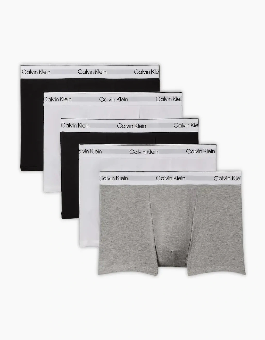 5-Pack Icon Cotton Stretch 'Relaxed Dart' Boxer Trunks, Black/White/grey