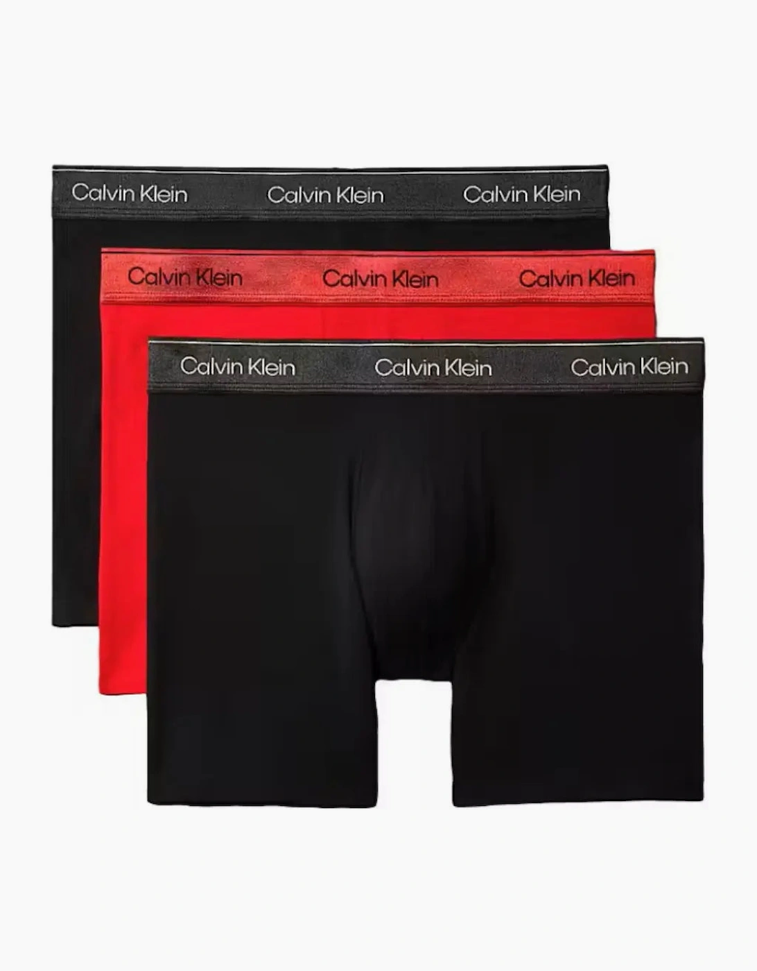 Calvin Klein Calvin Klein Men's 3-Pack Icon Cotton Stretch Metallic Waist Boxer Briefs, Black/red