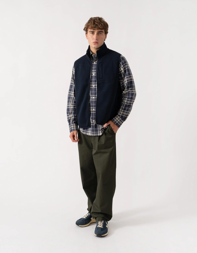 GANT Mens Zipped Fleece Vest - 433 Evening Blue