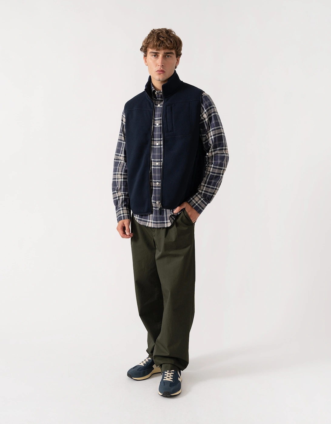 GANT Mens Zipped Fleece Vest - 433 Evening Blue