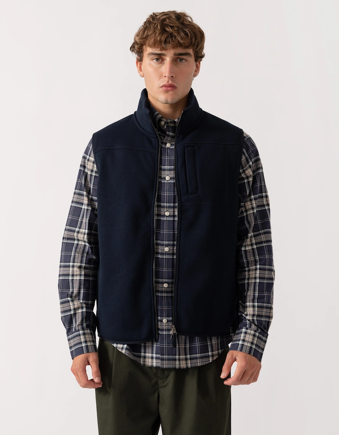 GANT Mens Zipped Fleece Vest - 433 Evening Blue