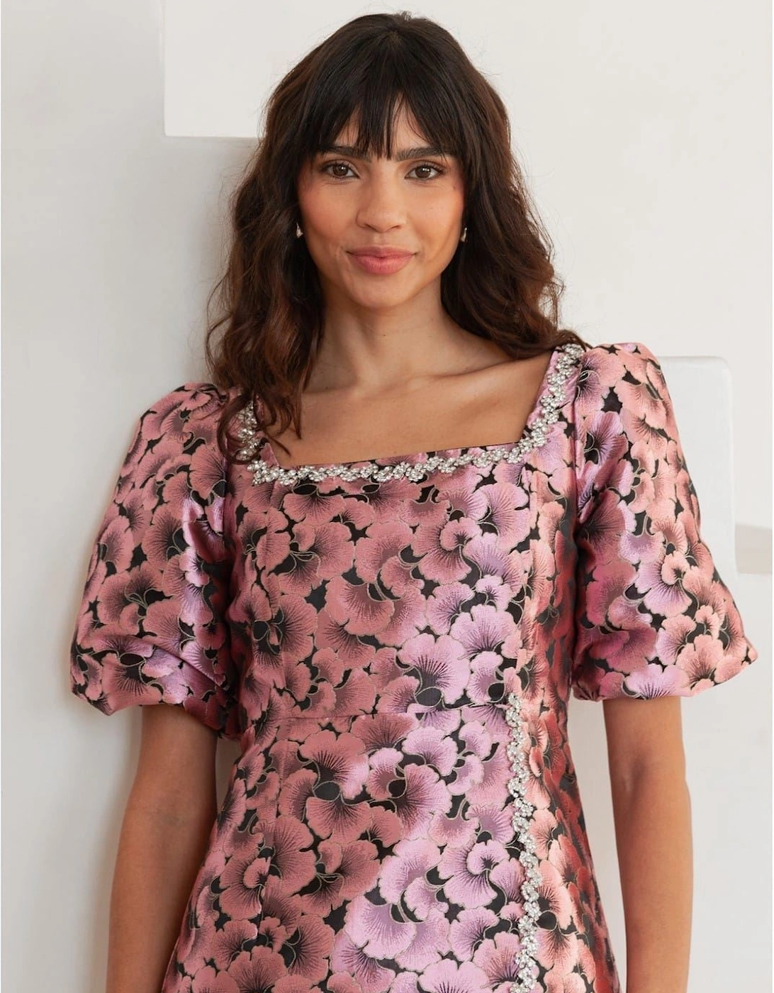 Square Neck Short Sleeve Mini Shift Dress