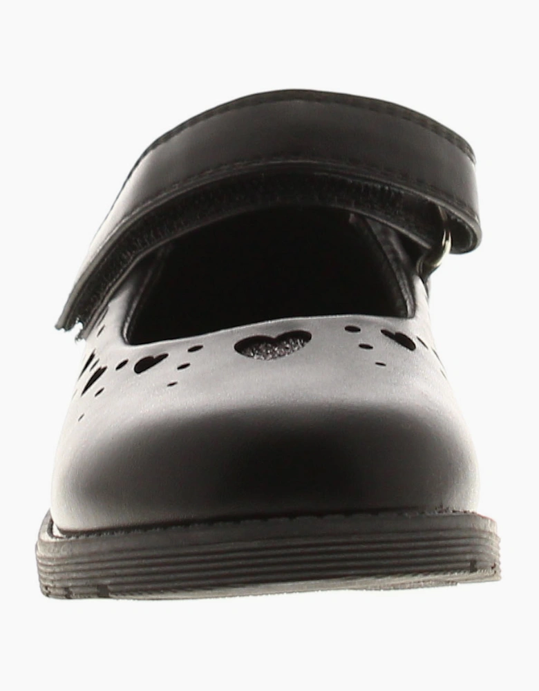 Princess Stardust Girls School Shoes Heartful black UK Size