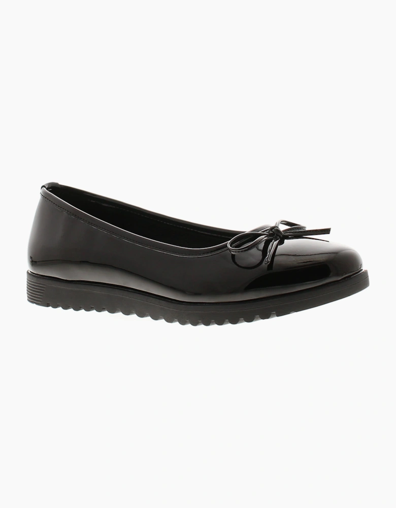 Platino Womens Ballerina Wedges Print Slip On black patent UK Size