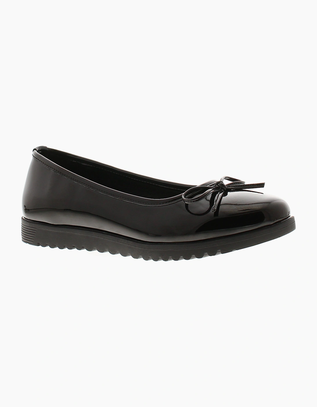 Platino Womens Ballerina Wedges Print Slip On black patent UK Size