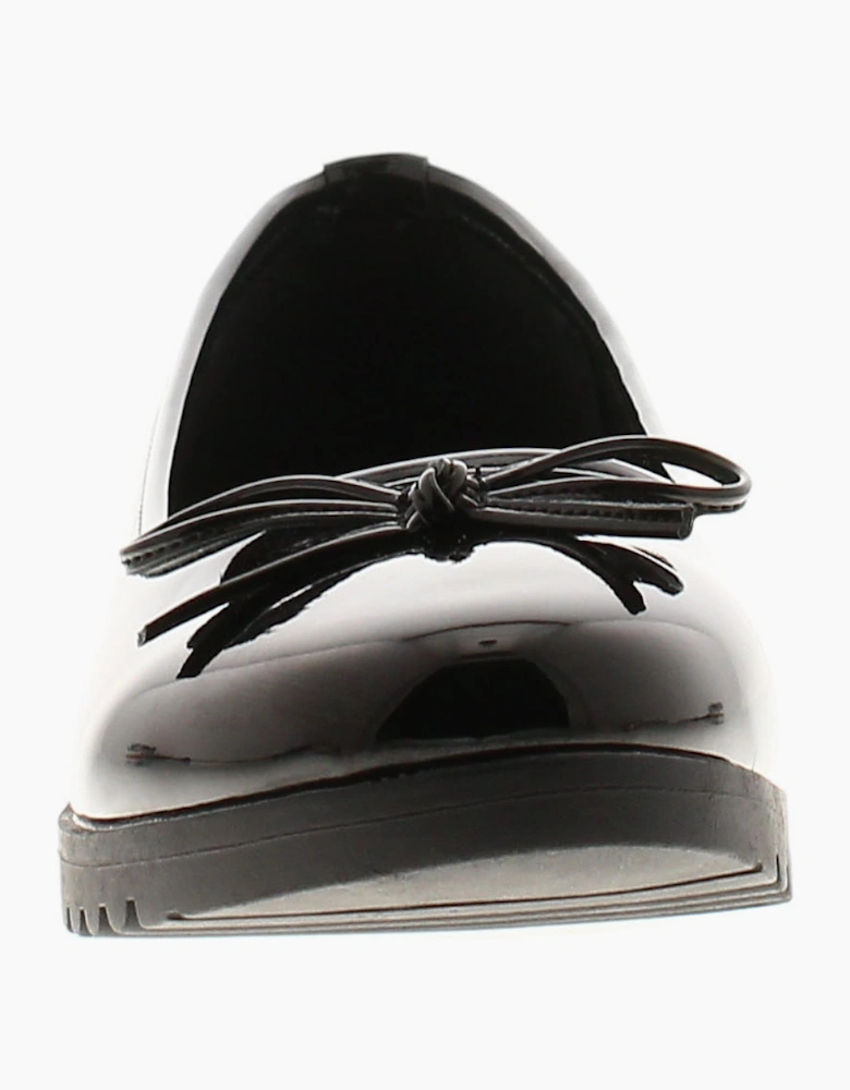 Platino Womens Ballerina Wedges Print Slip On black patent UK Size